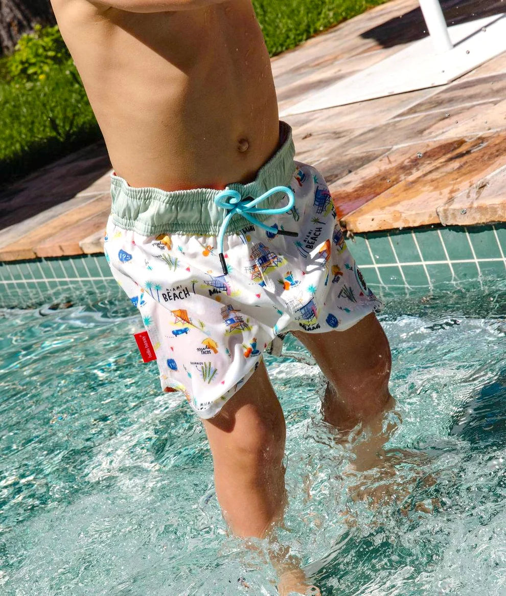 Costume Bambino Hello Hossy Miami Beach – Boxer Mare Anti-UV Regolabile
