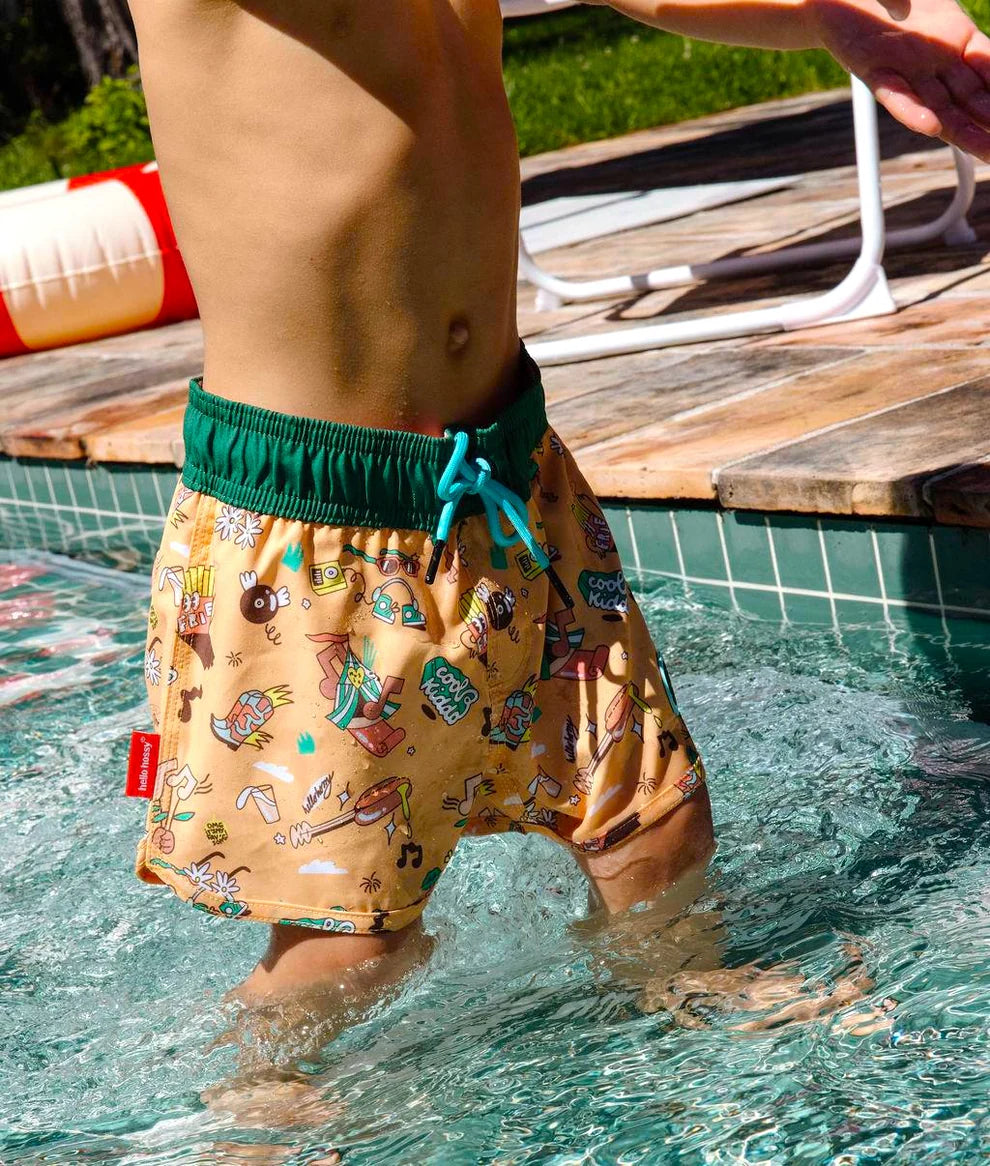 Costume Bambino Hello Hossy Music Festival – Boxer Mare Anti-UV Regolabile