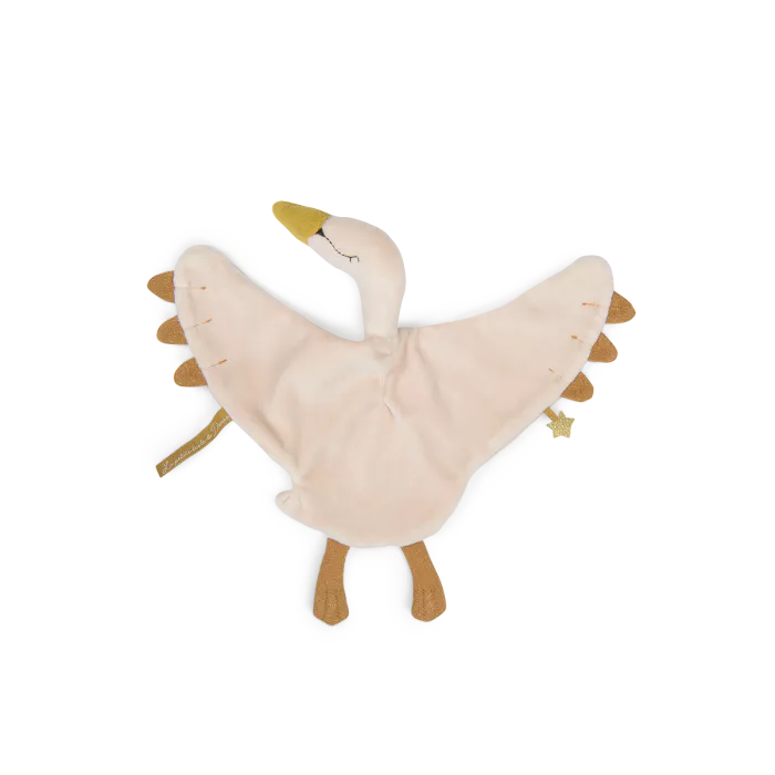 Doudou cigno oro Moulin Roty in velluto morbido con dettagli dorati, regalo nascita elegante