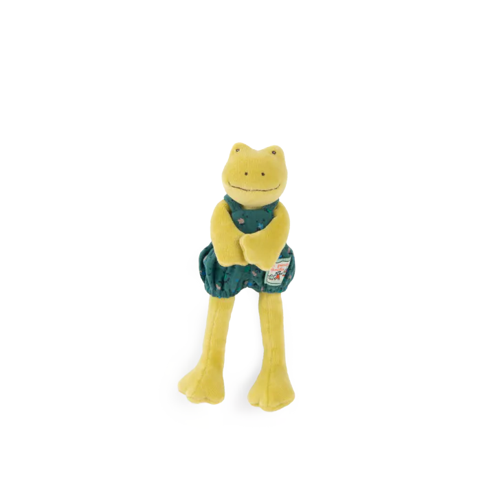 Peluche Perlette la Ranocchia con salopette floreale – Moulin Roty La Grande Famille