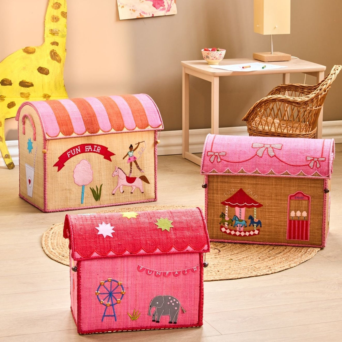 Rice Cesto Giochi in Rafia piccolo fantasia Pink Fun Fair