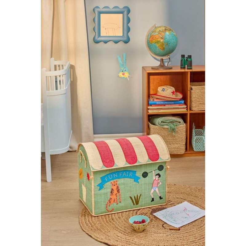 Rice Cesto Giochi in Rafia – Large – Blue Fun Fair - Apple Pie