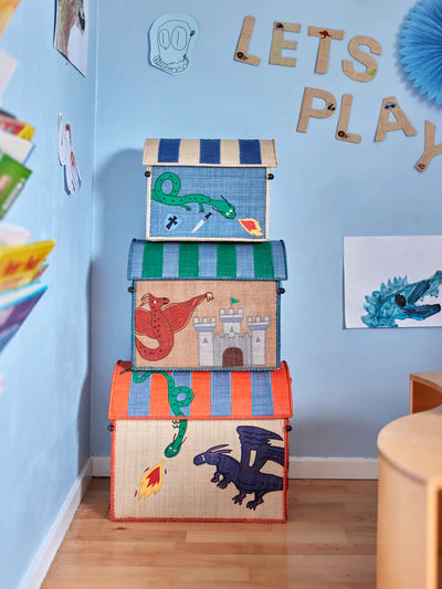 RICE Cesto Giochi in Rafia Drago - Grande - Apple Pie