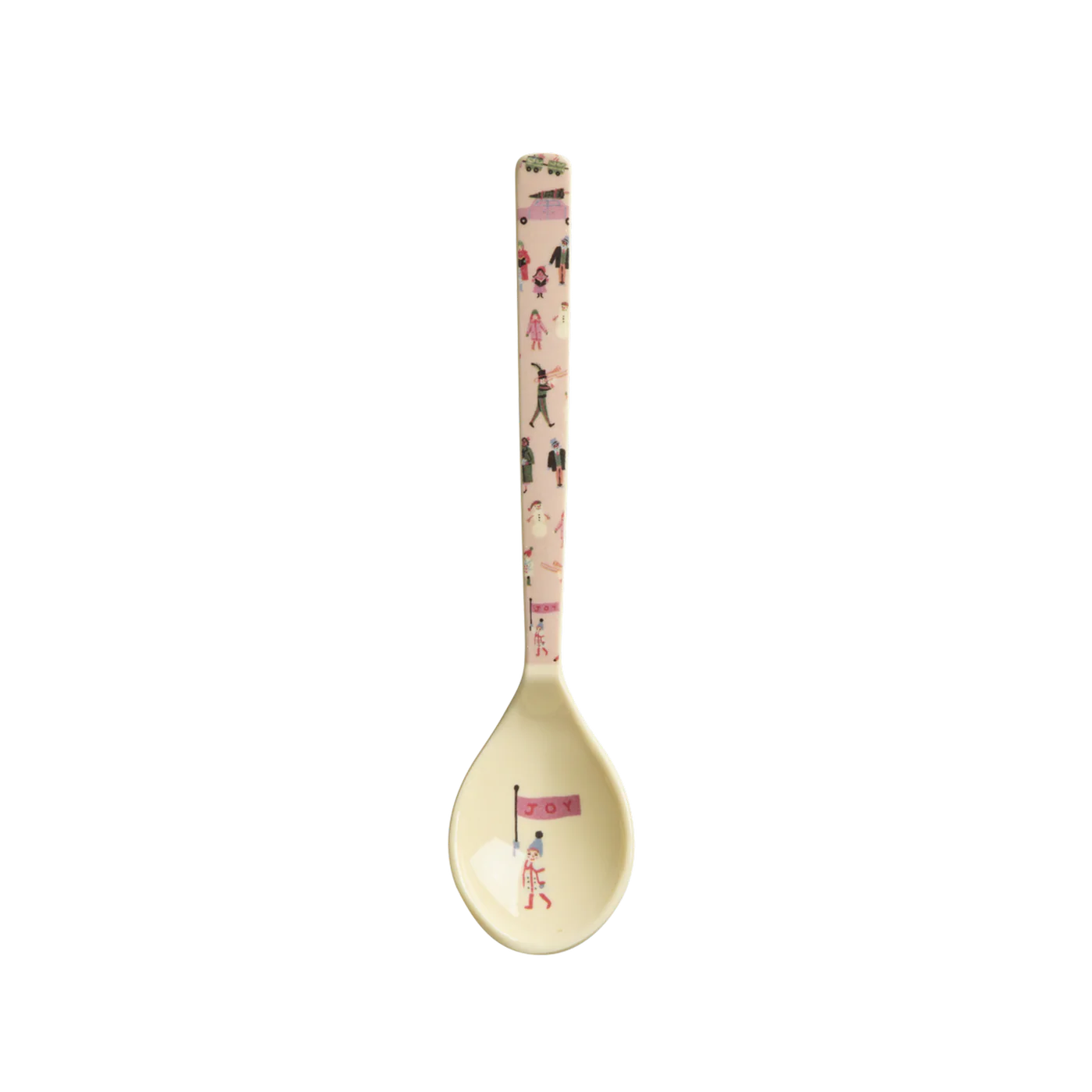 Cucchiaino Rice in melamina rosa polvere con stampa natalizia Holiday