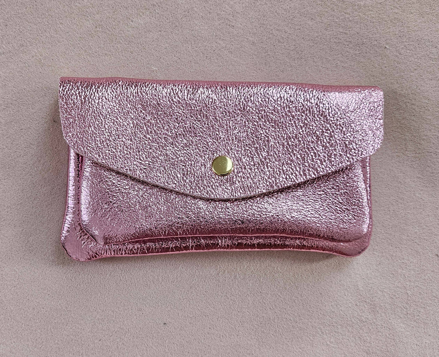 Portafoglio Royal Marais in pelle metallizzata rosa con tasca zip e slot carte