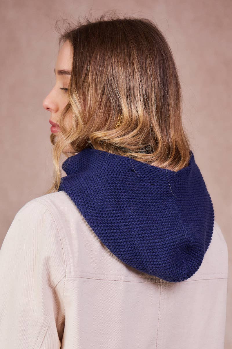 retro sciarpa con cappuccio Sophie Hood blu navy