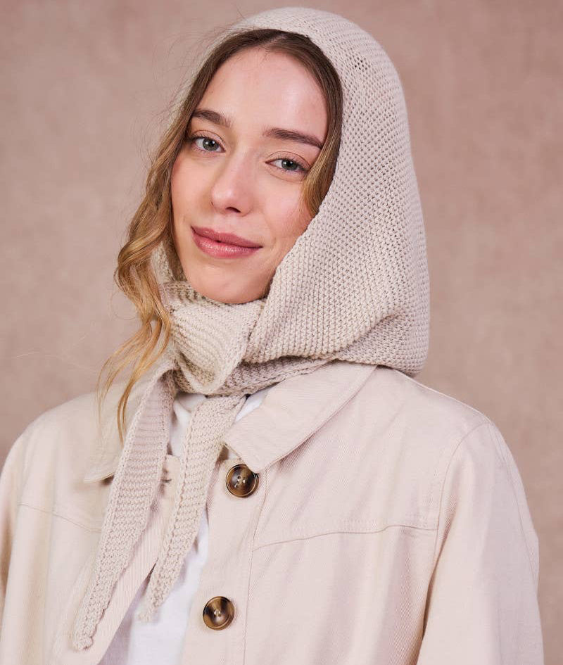 Sciarpa con cappuccio Sophie Hood panna vista frontale