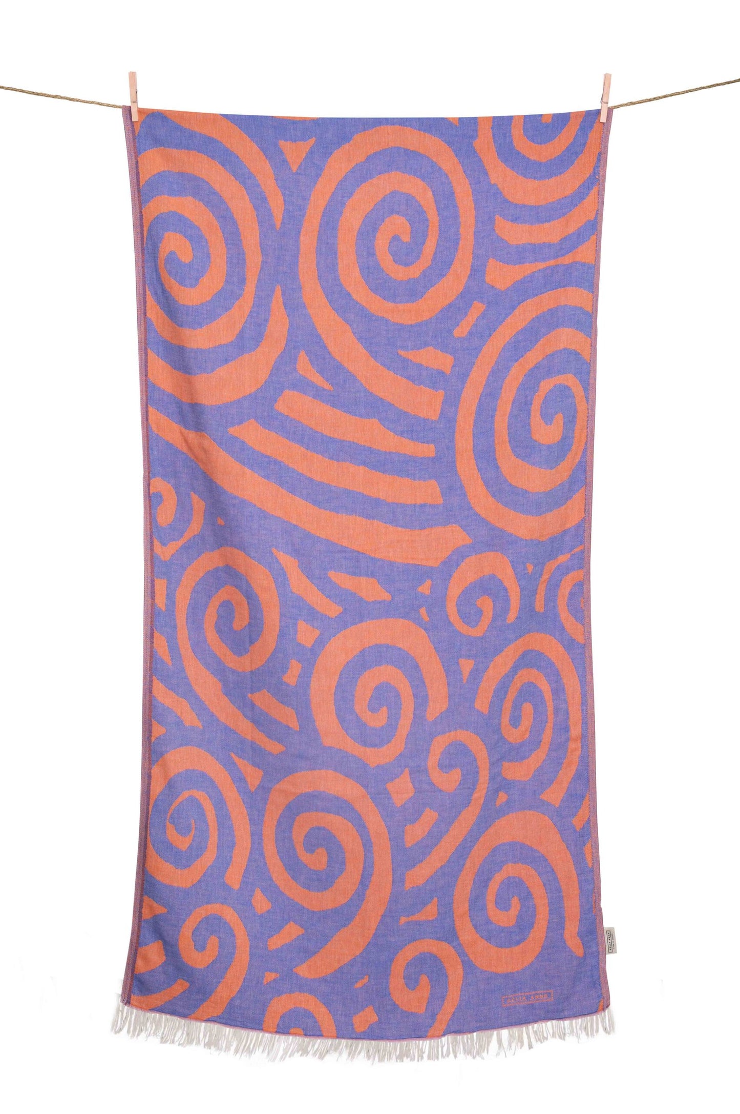 Telo mare Aelia Anna Avra blu e arancio in cotone 90x180 cm leggero e assorbente perfetto per viaggio e spiaggia