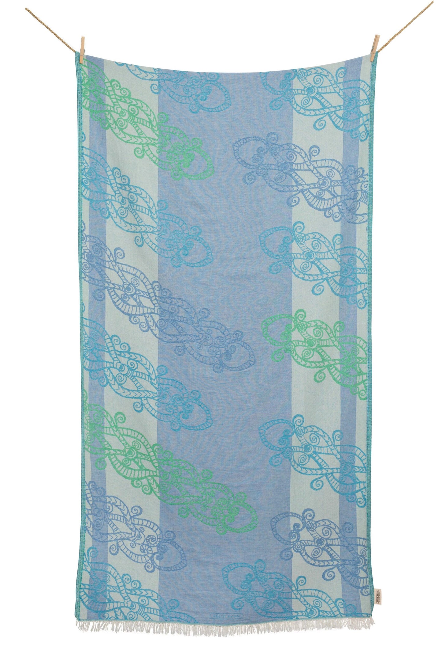 Telo Mare o pareo fantasia Athina Lime e Turchese