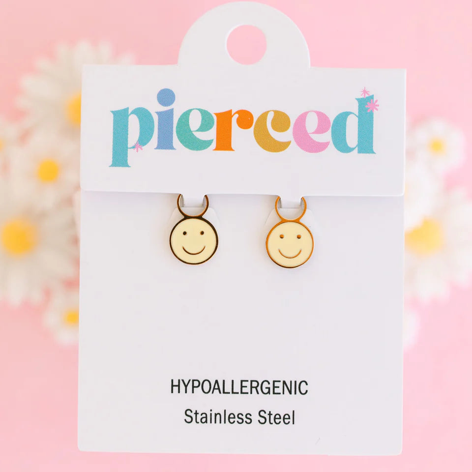 Confezione regalo Apple Pie con i Yellow Smiley Charms in smalto giallo placcati oro 18K, intercambiabili per Huggies Pierced Co.