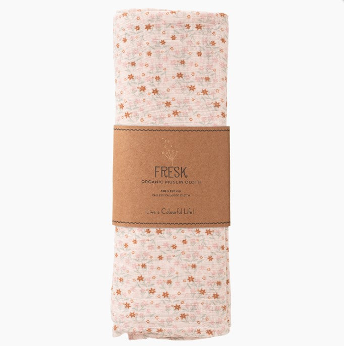 Fresk Swaddle 100% cotone organico - 120x120 cm - Garden Flowers - Apple Pie