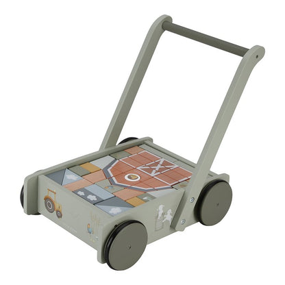 Carretto da Spingere con Blocchi per Costruzioni - Little Farm - Apple Pie