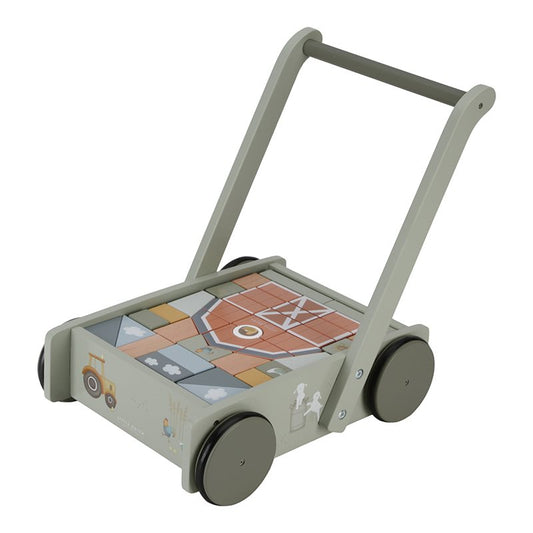 Carretto da Spingere con Blocchi per Costruzioni - Little Farm - Apple Pie