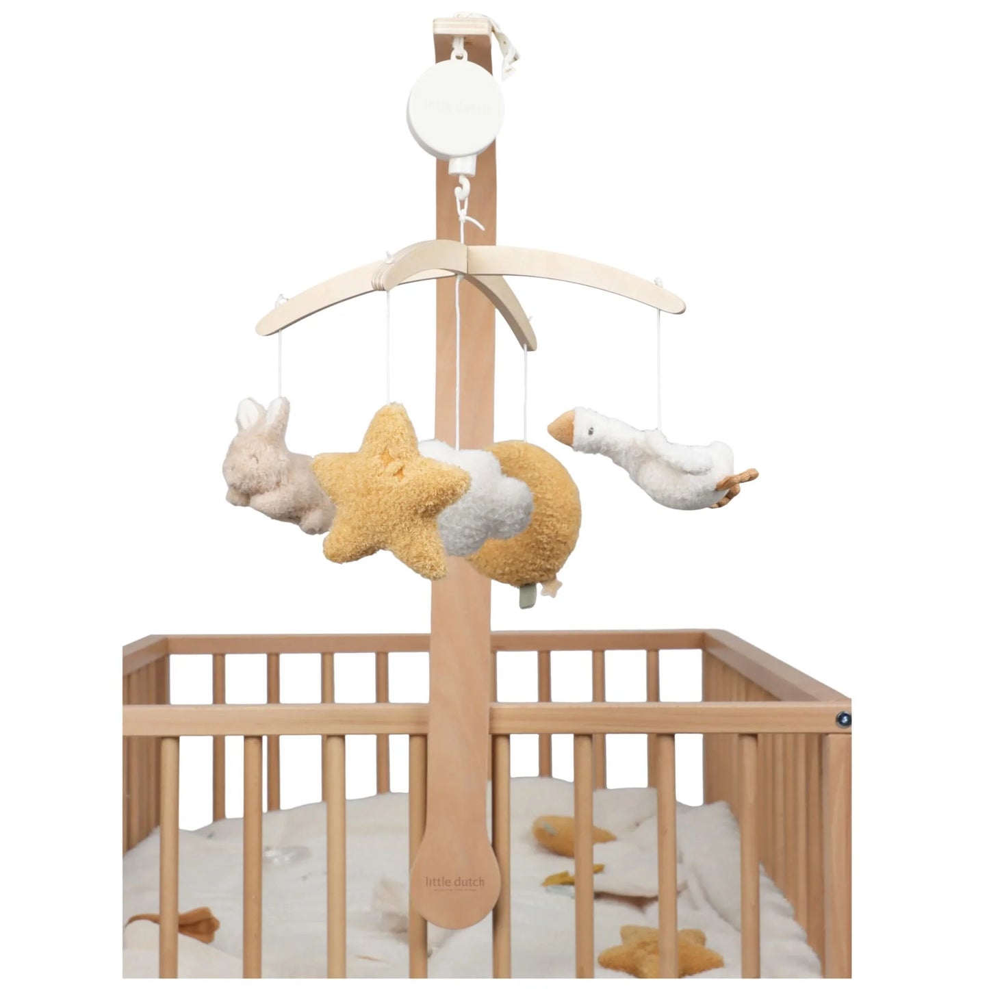 Little Dutch – Giostrina musicale in legno Beige Newborn Naturals – Mobile culla neonato
