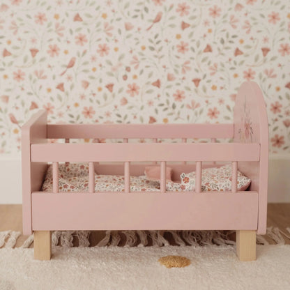 Little Dutch – Lettino per Bambole in Legno Soft Flowers (Rosa)