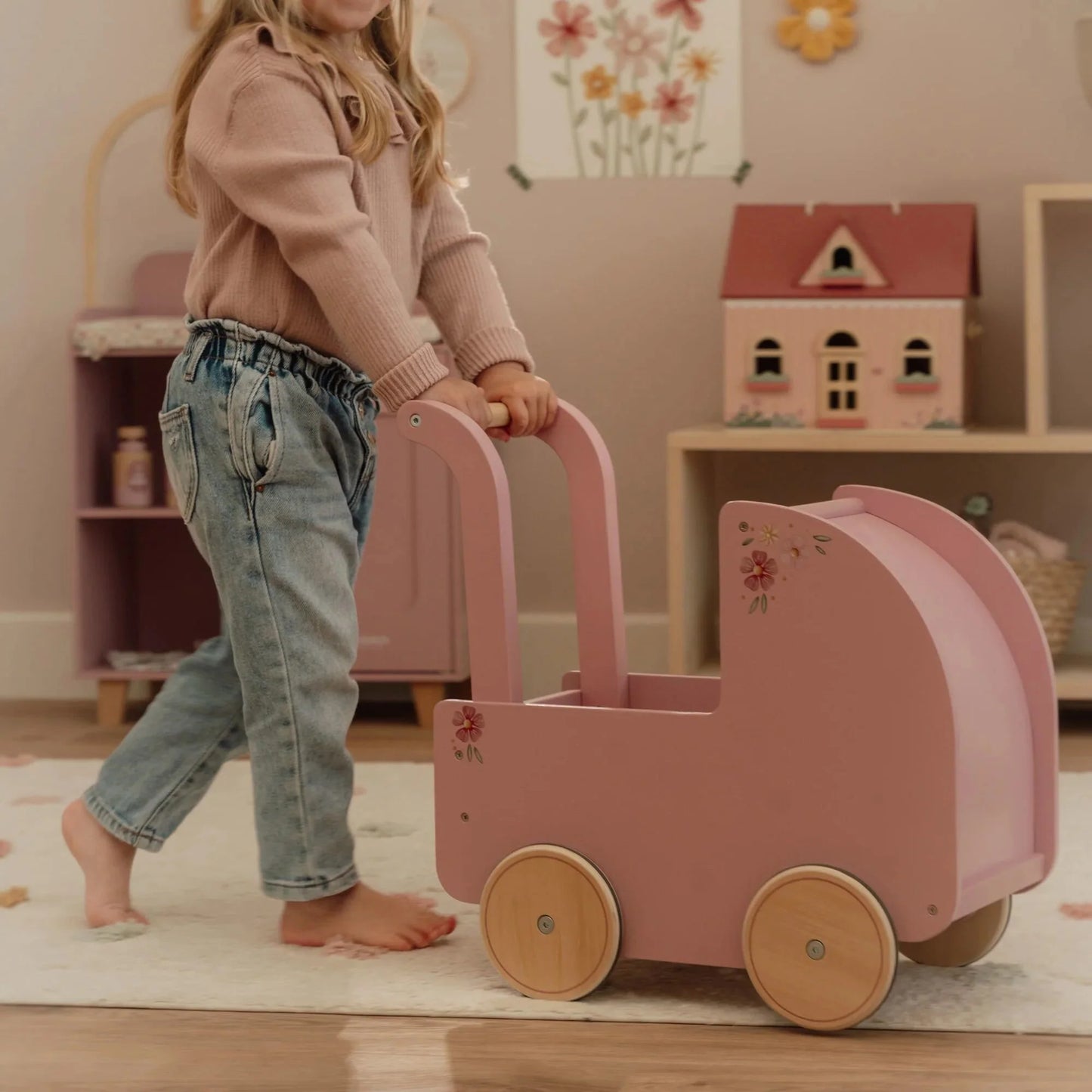 Little Dutch – Passeggino in Legno per Bambole Rosa