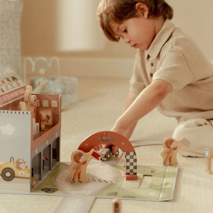 Little Dutch – Wooden Racetrack in Play Case multicolore