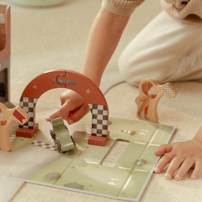 Little Dutch – Wooden Racetrack in Play Case multicolore