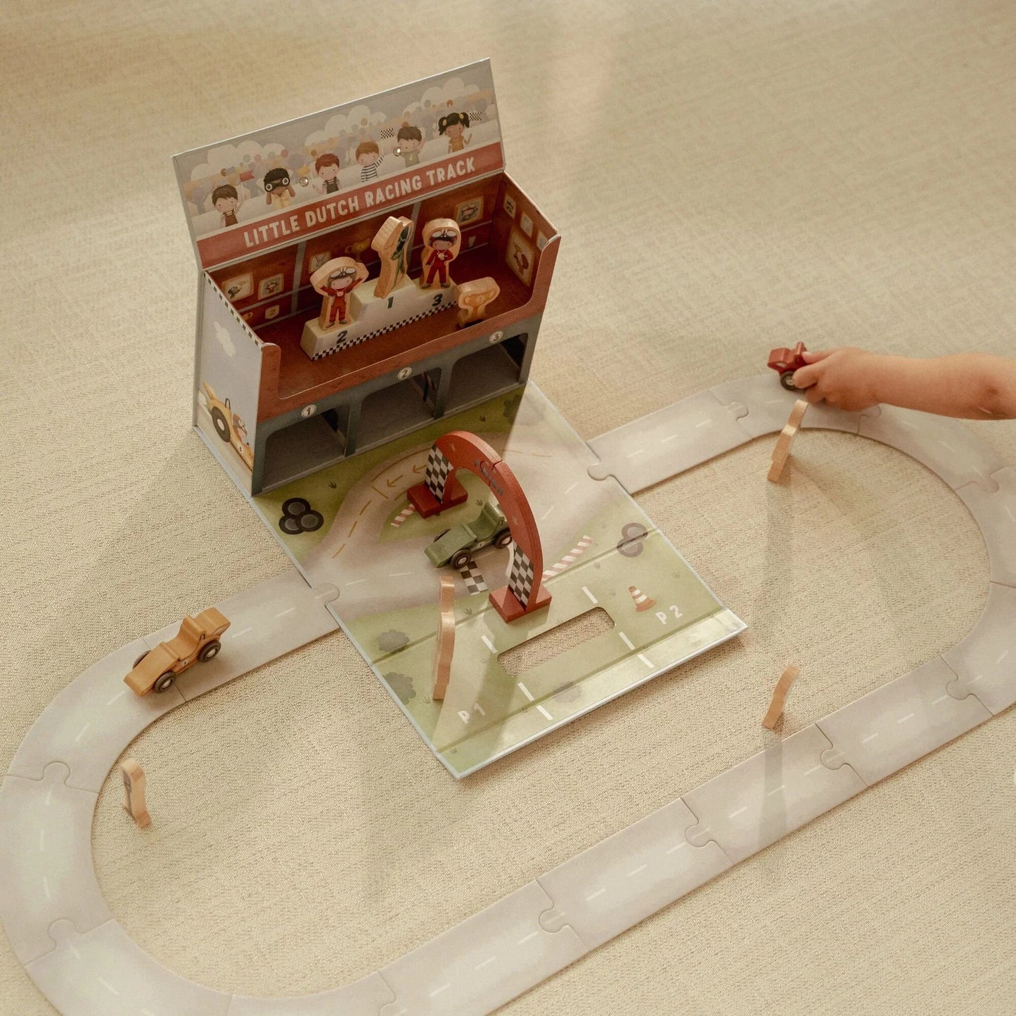 Little Dutch – Wooden Racetrack in Play Case multicolore