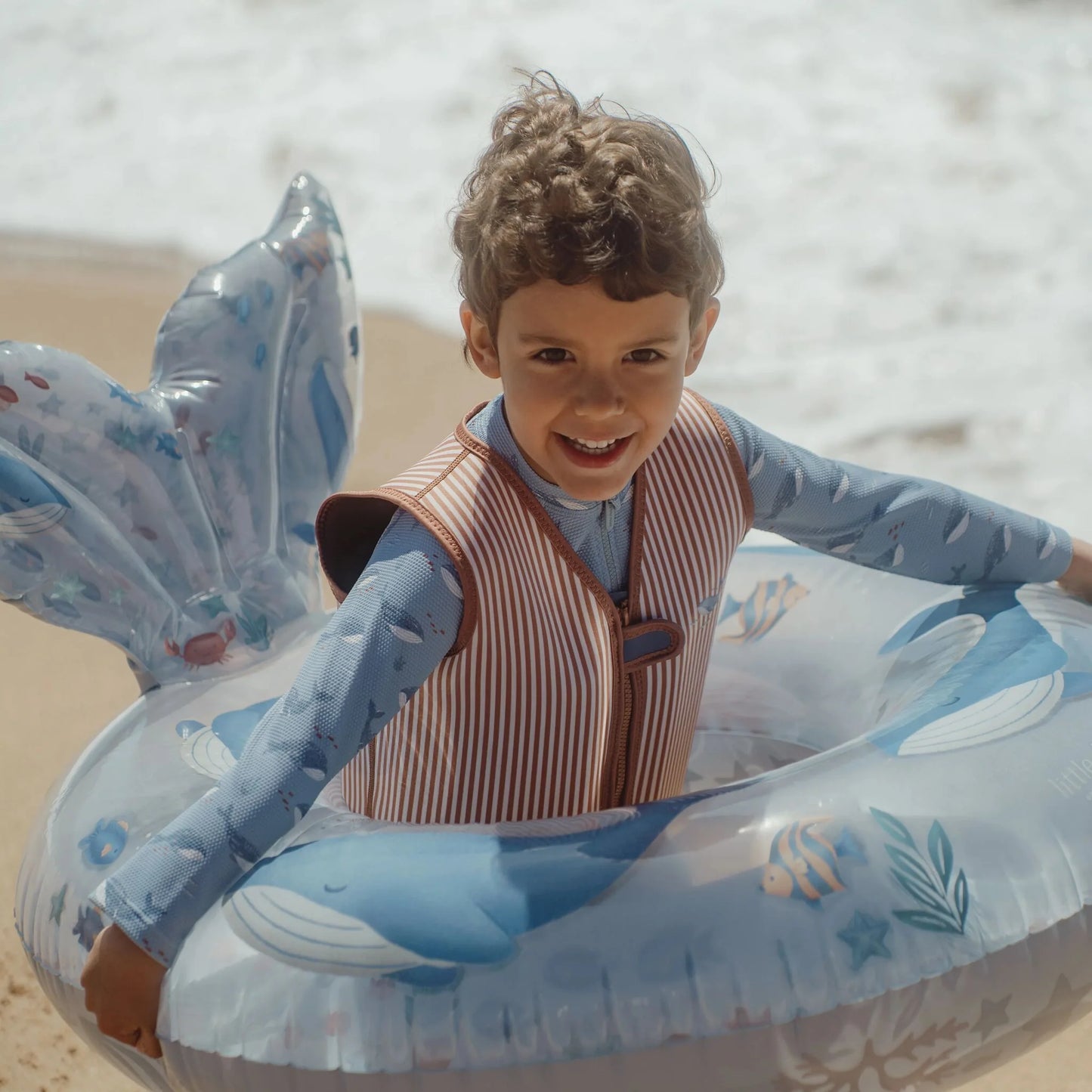 Little Dutch - Giubbotto Galleggiante Ocean  World Marrone con Balena – 2-3 Anni