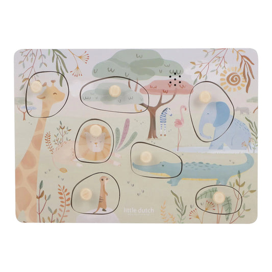 Little Dutch Safari Friends – Puzzle Sonoro Animali in Legno