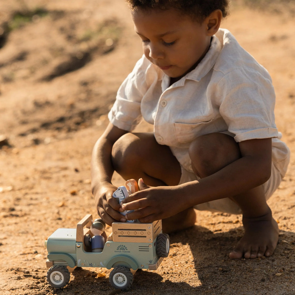 Little Dutch – Safari Friends – Macchinina Safari in Legno con Animali