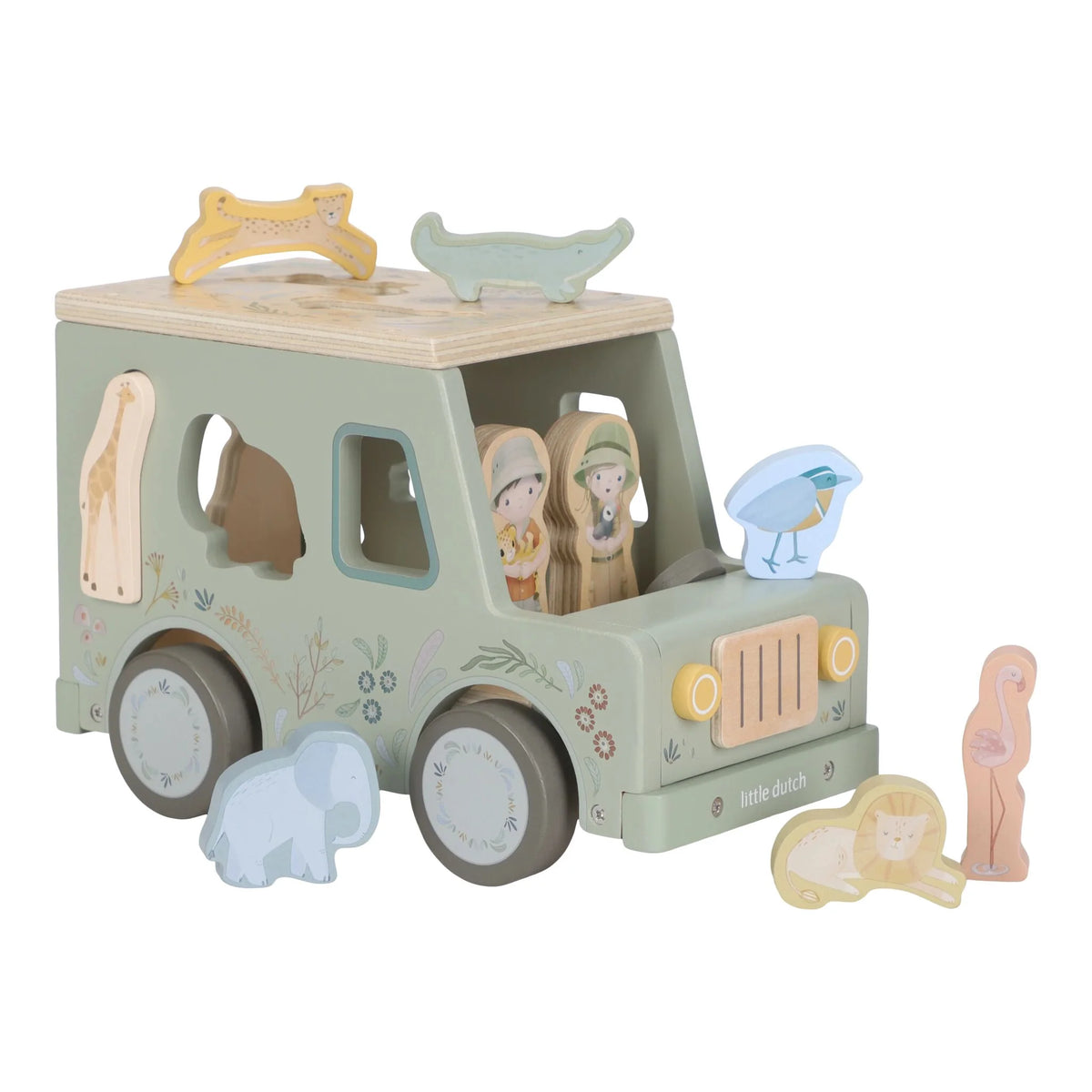 Little Dutch Safari Friends – Gioco a Incastro Safari Car in Legno