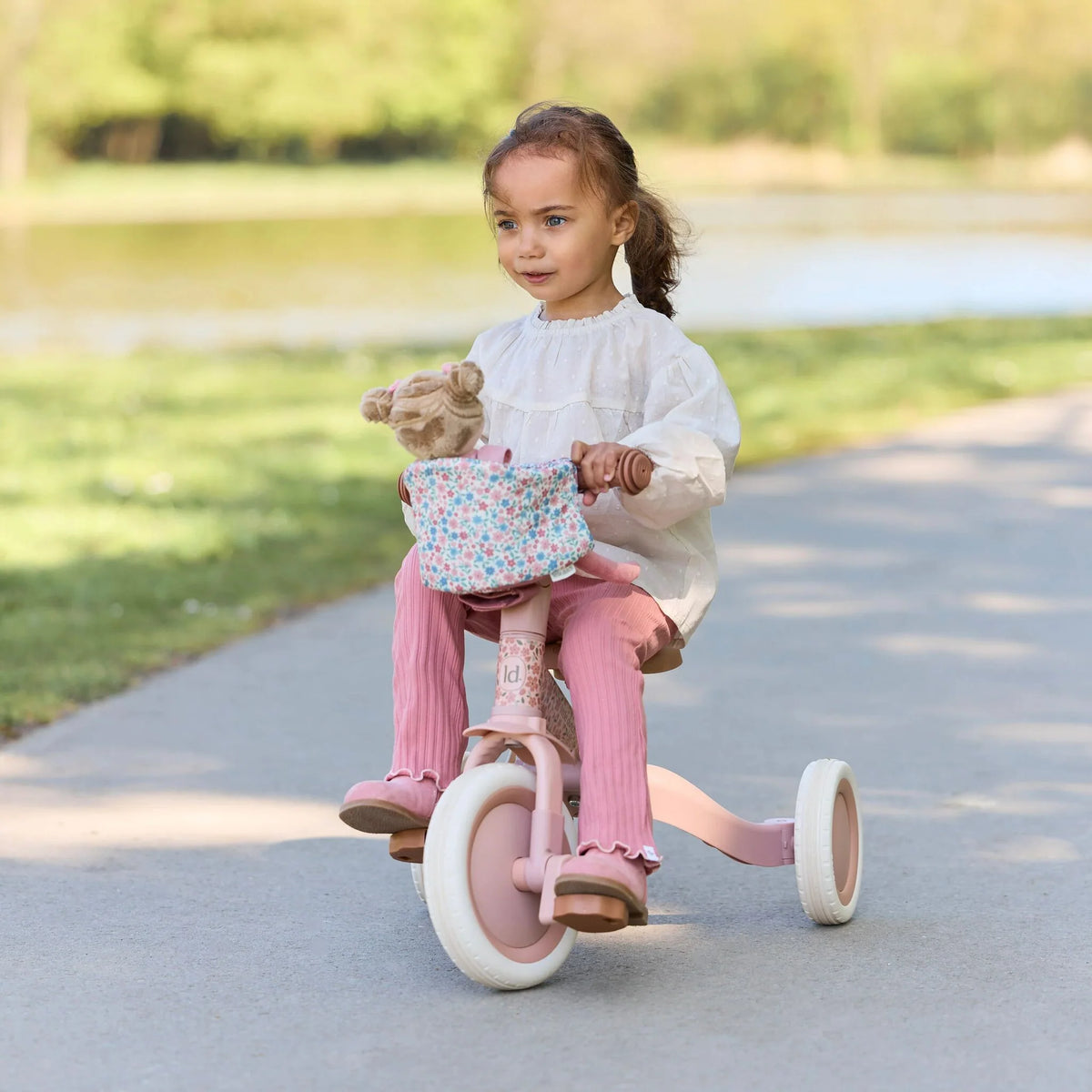 Little Dutch – Seggiolino per Bambole da Bici Rosa con Fiori