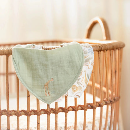 Little Dutch – Set di 2 Bavaglini Bandana in Mussola Green Safari Wonders
