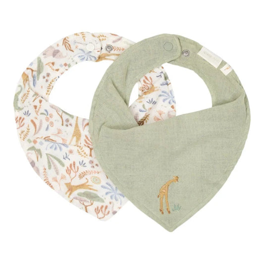 Little Dutch – Set di 2 Bavaglini Bandana in Mussola Green Safari Wonders