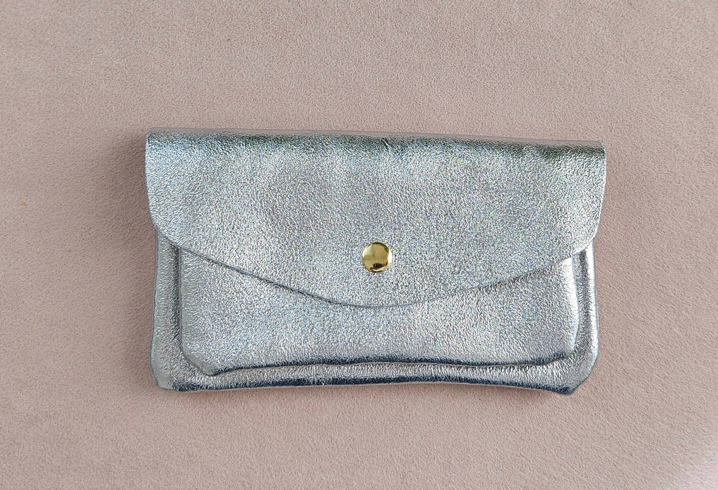 Kangaroo double pocket leather wallet: Light pink