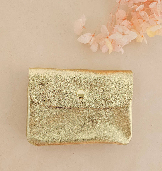 Metallic leather Kangoo wallet: Golden