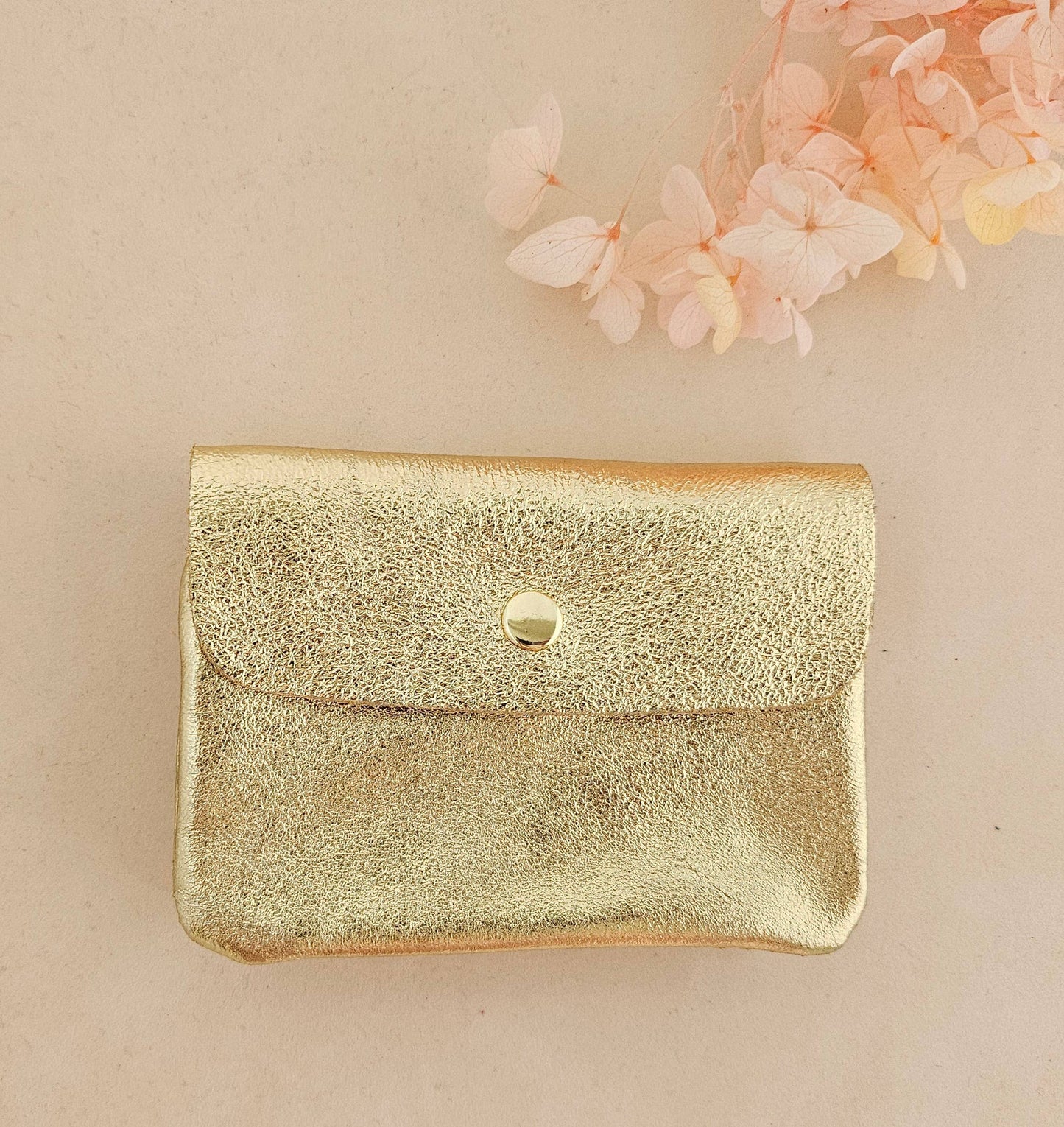 Metallic leather Kangoo wallet: Turquoise