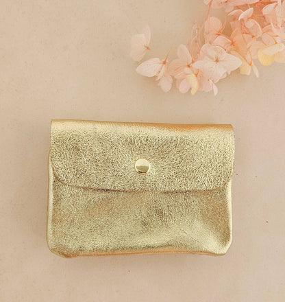 Metallic leather Kangoo wallet: Turquoise