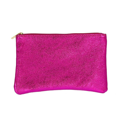 Les Cleias Pochette in Pelle Iridescente con Zip – Argento