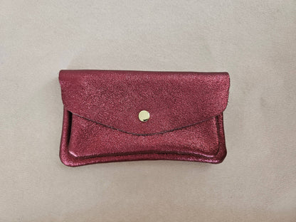 Kangaroo double pocket leather wallet: Light pink