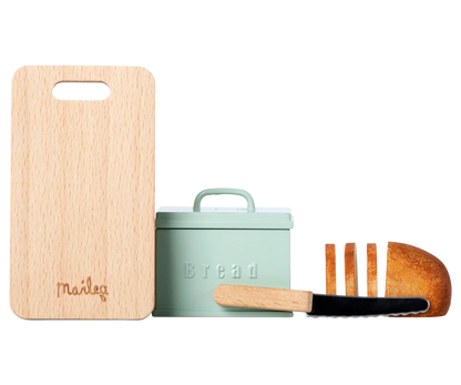 Maileg – Portapane in Miniatura con Tagliere, Pane e Coltello – Verde Menta