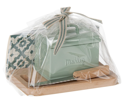 Maileg – Portapane in Miniatura con Tagliere, Pane e Coltello – Verde Menta