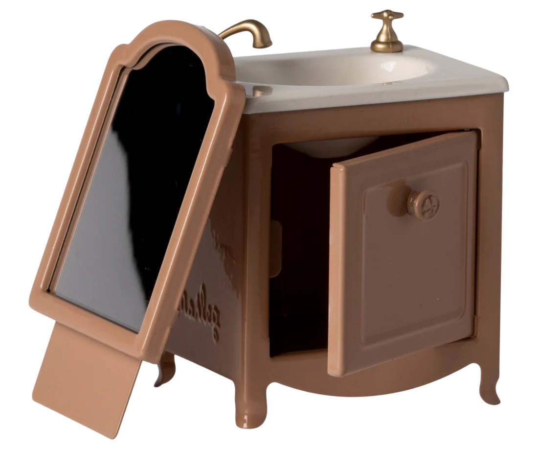 Maileg Arredo bagno con specchio, Topo - Cipria scuro - Apple Pie