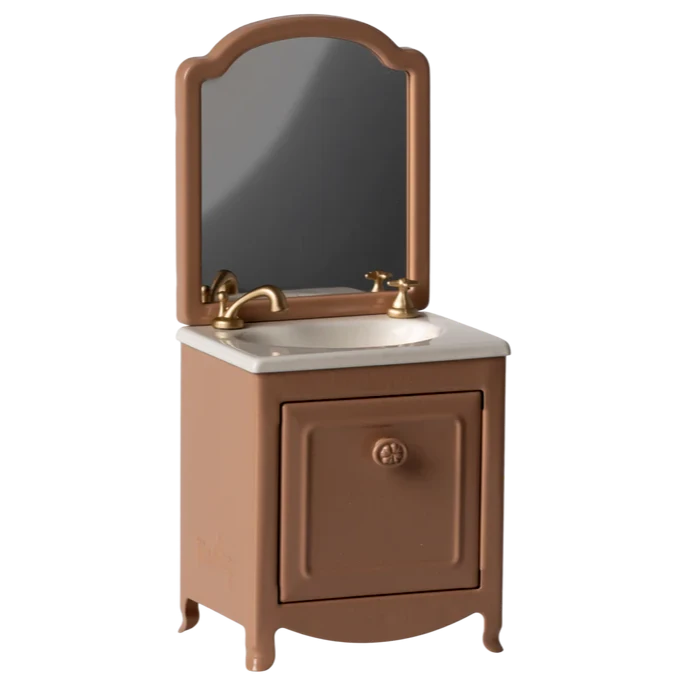 Maileg Arredo bagno con specchio, Topo - Cipria scuro - Apple Pie