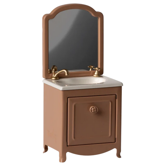Maileg Arredo bagno con specchio, Topo - Cipria scuro - Apple Pie
