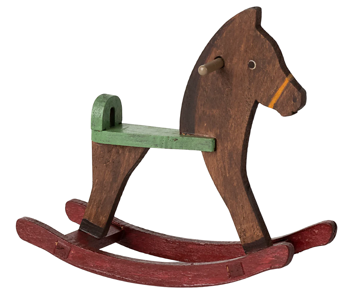 Maileg Cavallo a Dondolo per Topi - Marrone Scuro - Apple Pie