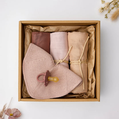 Cofanetto Regalo con Set Nascita in cotone bio - Rosewater - Tenero e romantico - Apple Pie