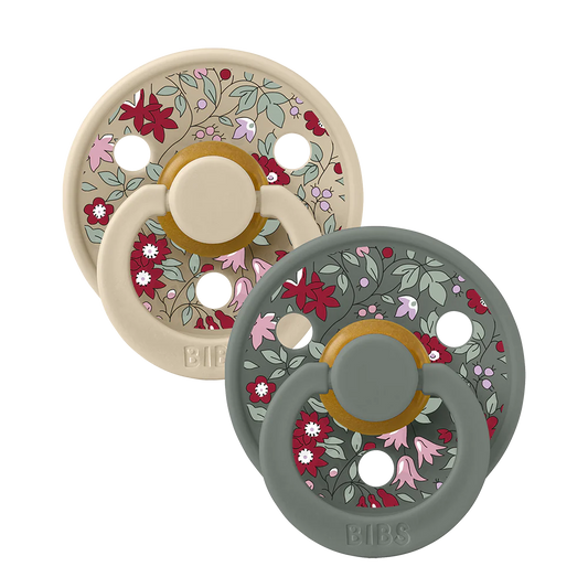 Set di 2 Ciucci Bibs Symmetrical - Colour Pacifier Liberty - Chamomile e Pine Mix - Apple Pie