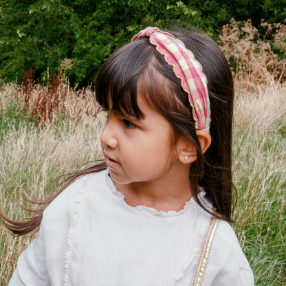 Cerchietto Bambina Rockahula Scalloped Gingham Rosa