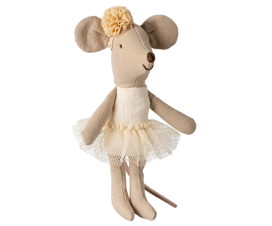 Maileg Topolina ballerina sorella minore con fiocco - Off white e giallo - Apple Pie