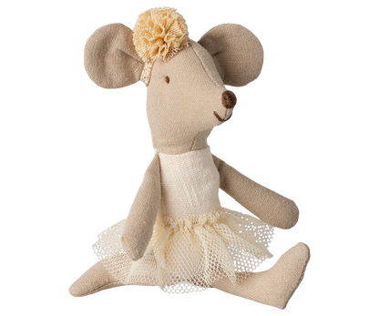 Maileg Topolina ballerina sorella minore con fiocco - Off white e giallo - Apple Pie