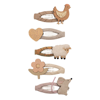 Fermagli capelli Mimi & Lula animali della fattoria set 5 mini clic clacs per bambine
