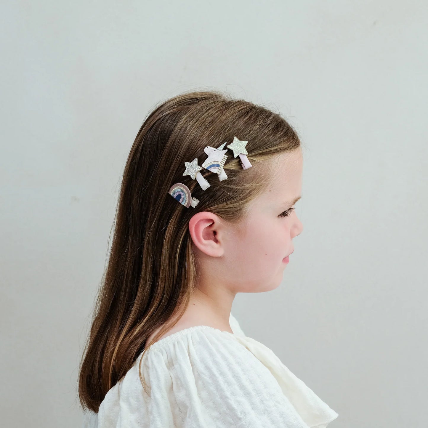 Mimi & Lula – Fermagli capelli Celeste Unicorn con arcobaleni e stelle (Mini Clips, set 8 pezzi)