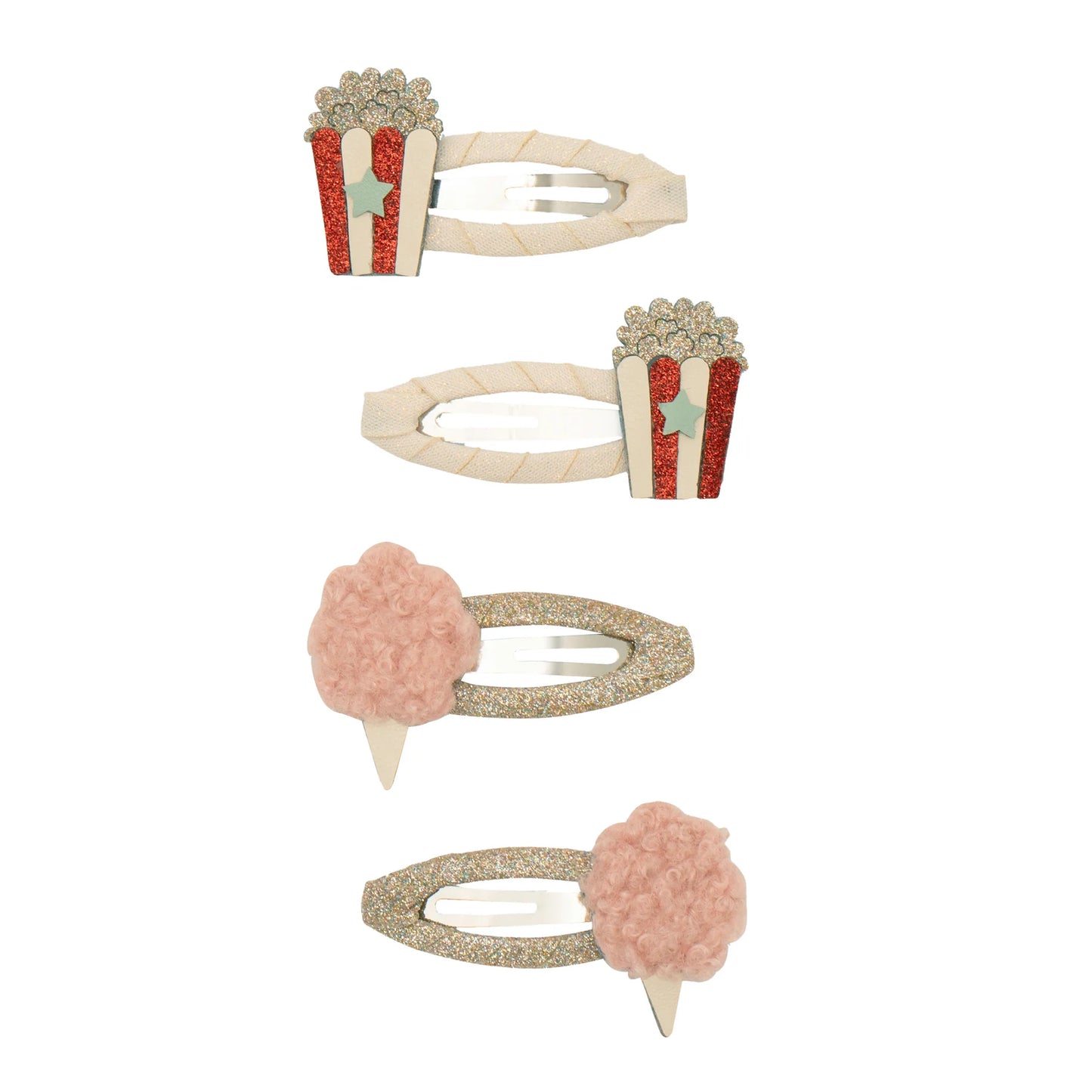 Mimi & Lula set 4 fermagli capelli Popcorn & Candyfloss con popcorn e zucchero filato rosa